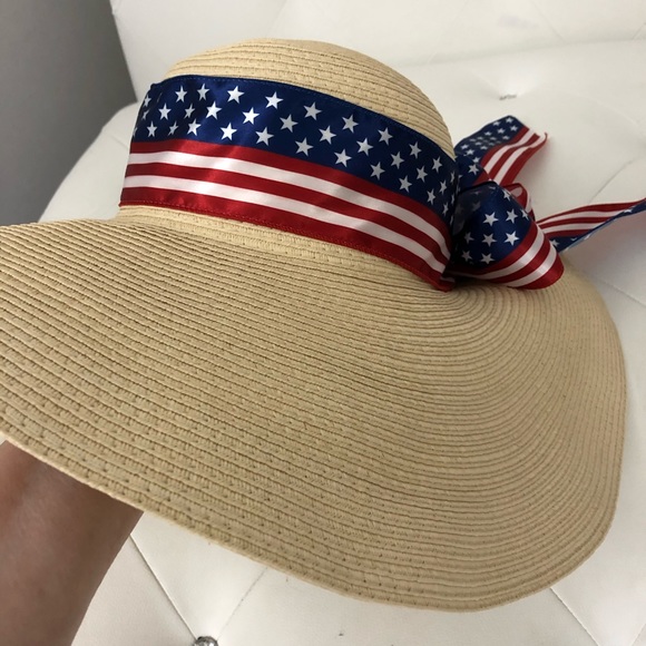 NEW Boho Stars Stripes Wide Brim Floppy Straw Hat - Picture 6 of 9